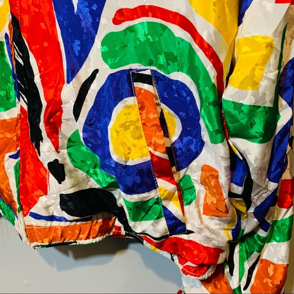 80’s Tail Vintage Tennis Zip Up Jacket with Vibrant Abstract Print - Picture 5 of 11